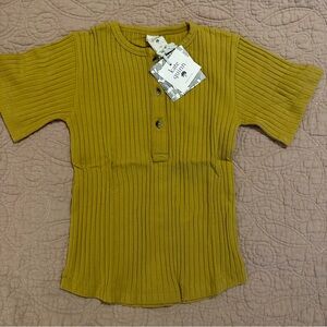 Kate Quinn Yellow Button Down Shirt with Ribbed Texture